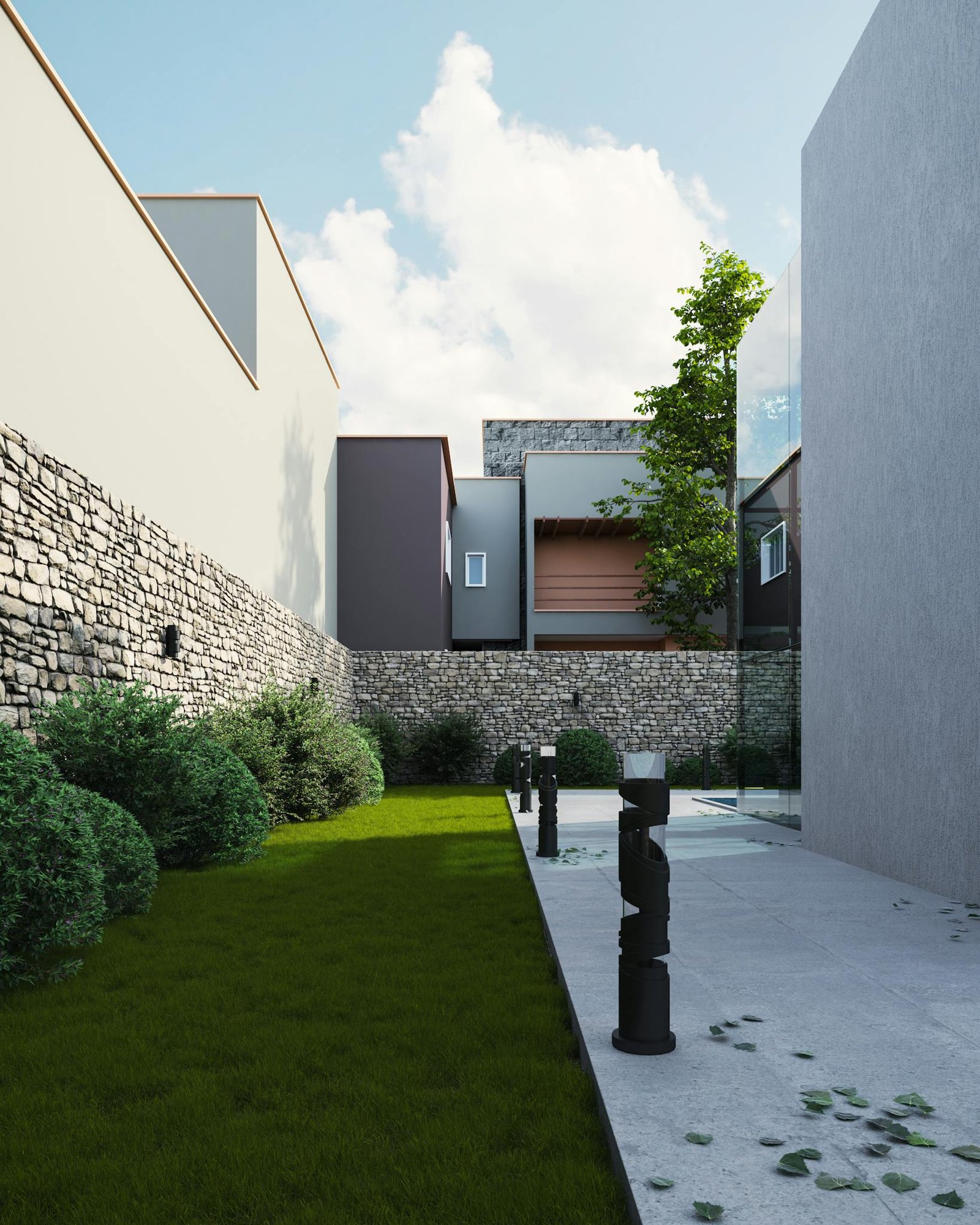 Effective Blog Promotion: Strategies to Increase Your Reach Contemporary courtyard featuring grass and stone walls in urban setting.